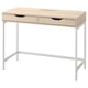 Light oak ALEX desk with two drawers and metal legs.