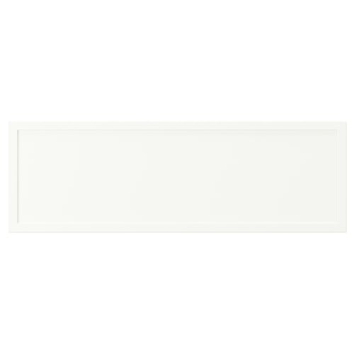 ASPUDDEN table, white, rectangular, simple design, made of particleboard and fibreboard with plastic edging and foil.
