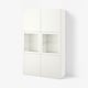 BESTÅ Storage combination w glass doors, white Lappviken/Sindvik white clear glass, 120x42x193 cm
