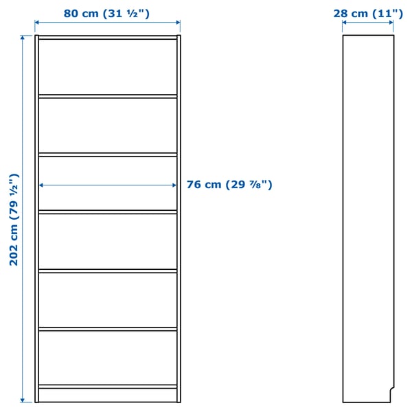 Illustration with measurements for the product: BILLY.