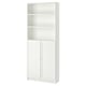 White BILLY bookcase with open and closed storage.