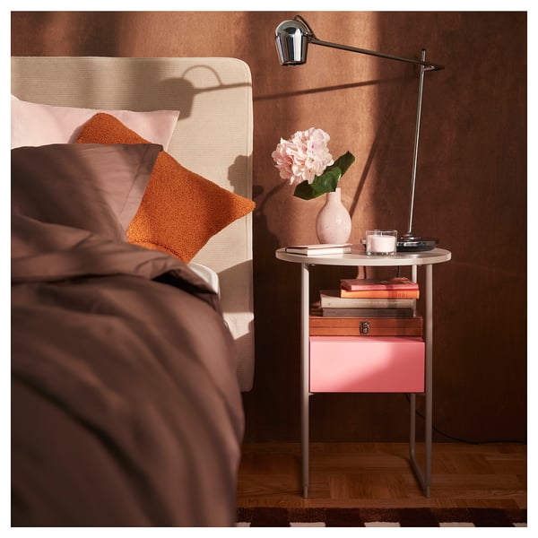 BLANKHÄLLAN Bedside table, beige/pink
