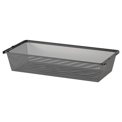 BOAXEL mesh storage basket; grey; rectangular; sturdy metal & plastic; modern design.