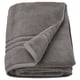 Grey BROKGLIM organic cotton towel, folded, soft with woven border.
