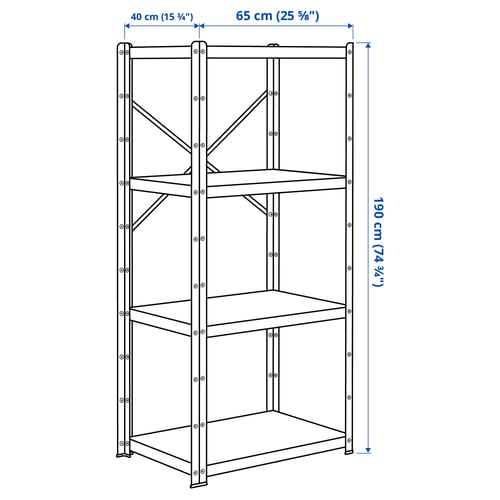 BROR Shelving unit, black, 65x40x190 cm