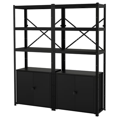 BROR Shelving unit with cabinets, black, 170x40x190 cm