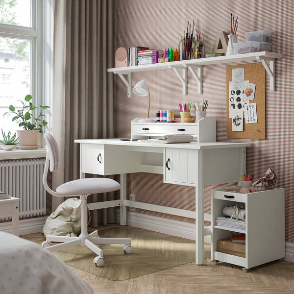BRYTNING Desk, white, 135x53x75 cm
