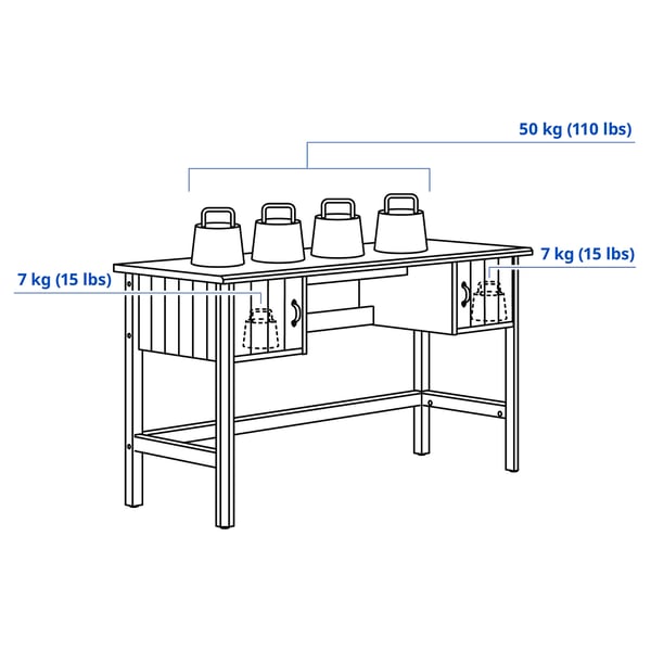 BRYTNING Desk, white, 135x53x75 cm