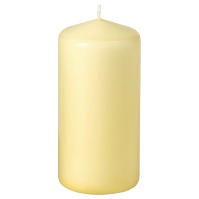 DAGLIGEN Unscented pillar candle, pale yellow, 14 cm 40 hr
