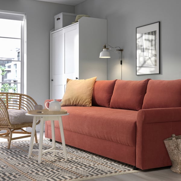 DÅNHULT 3-seat sofa-bed, Silkeryd brown-red