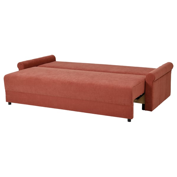 DÅNHULT 3-seat sofa-bed, Silkeryd brown-red