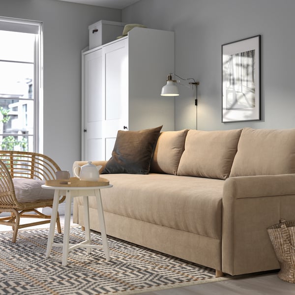 DÅNHULT 3-seat sofa-bed, Silkeryd dark grey-beige