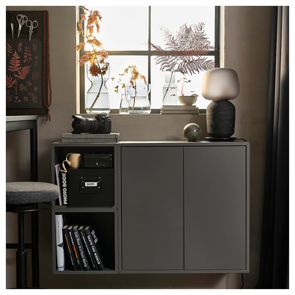 EKET Wall-mounted shelving unit, dark grey, 70x35x70 cm