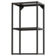 ENHET black metal shelf unit with three empty glass shelves.
