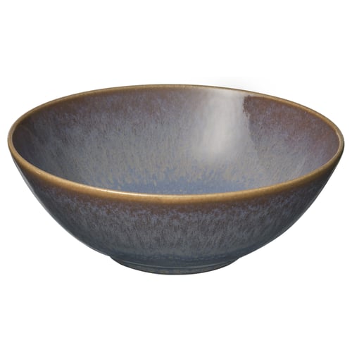 FÄRGKLAR bowl: blue, rustic stoneware, round, simple, handcrafted look.