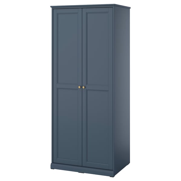 FÅGELFJÄLLET Wardrobe with 2 doors, dark grey-blue, 82x60x194 cm