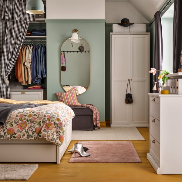 FÅGELFJÄLLET Wardrobe with 2 doors, off-white, 82x60x194 cm