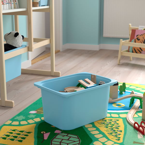 FLISAT Open storage combination, light white stained pine white/light blue, 88x38x117 cm