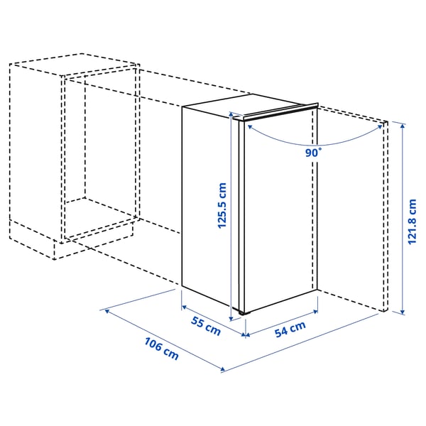 Illustration with measurements for the product: HÅLLNÄS.