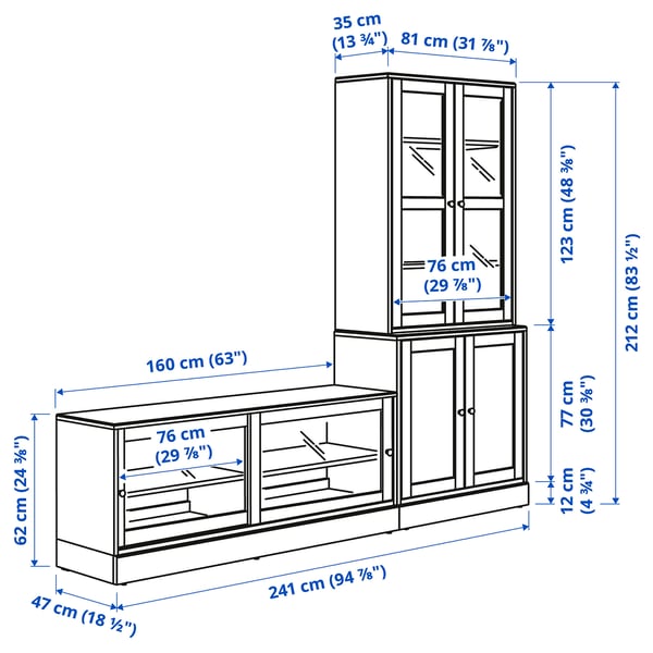Illustration with measurements for the product: HAVSTA.