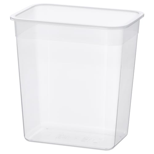IKEA 365+ clear plastic storage container, rectangular shape, no lid shown, for organising dry foods.