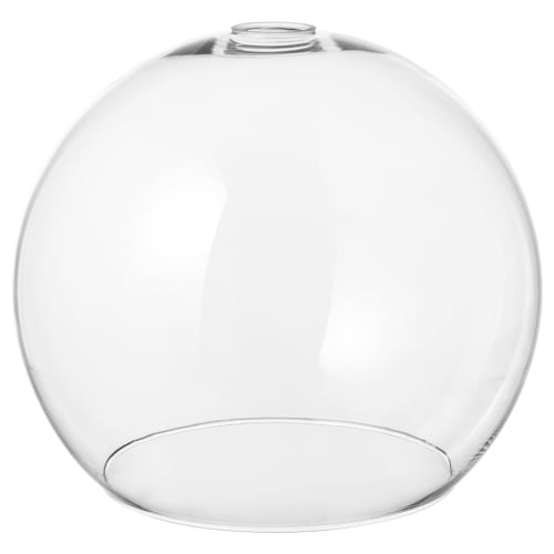 A JAKOBSBYN clear glass globe lampshade, handcrafted, round, and transparent.