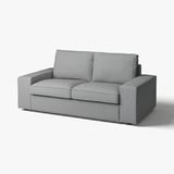 A grey, modern, 2-seater KIVIK sofa with a soft, herringbone-patterned cover.