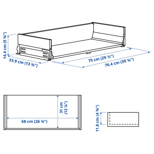 KNIVSHULT Drawer, medium, dark grey, 80x37 cm