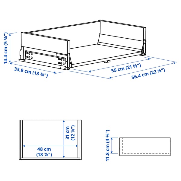 KNIVSHULT Drawer, medium, dark grey, 60x37 cm