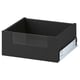 Image shows KNIVSHULT black drawer, sleek and modern, with glass front, smooth finish, and metal runners.