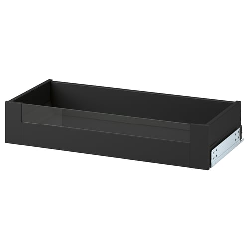 KNIVSHULT dark grey kitchen drawer, sleek, handle-free, modern design with smooth-running mechanism.