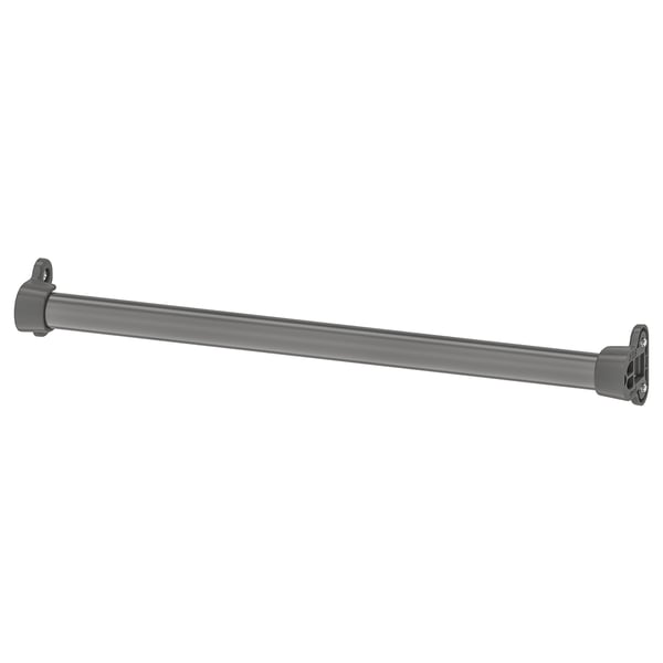 A grey KOMPLEMENT clothes rail, made of steel with epoxy/polyester coating, designed for wardrobes.