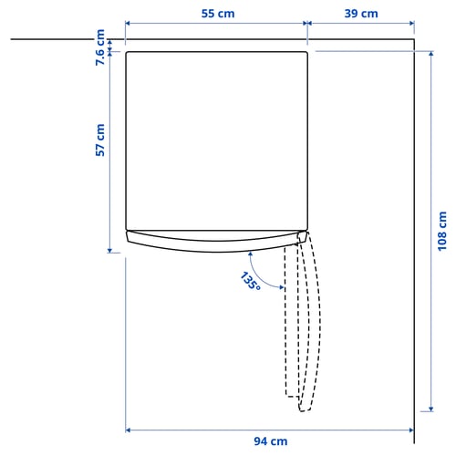 Illustration with measurements for the product: LAGAN.