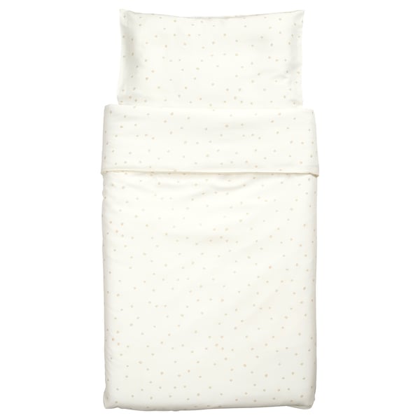 LEN: white duvet set, for babies, dots pattern, cotton-viscose bLENd.