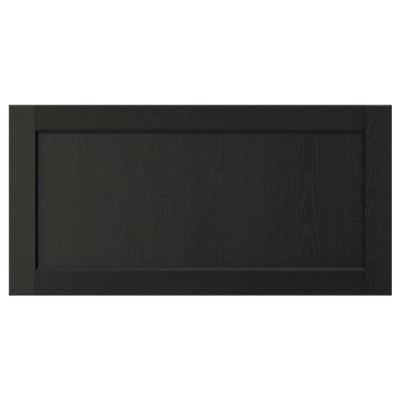 LERHYTTAN black kitchen drawer, traditional design with bevelled edges, solid & veneer ash wood.