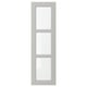 A light grey LERHYTTAN kitchen cabinet door with a solid wood frame and bevelled edges featuring tempered glass panels.