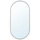 LINDBYN oval mirror, black frame, soft rounded edges, reflective glass centre.
