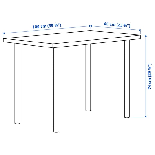 LINNMON / ADILS Desk, white stained oak effect/black, 100x60 cm