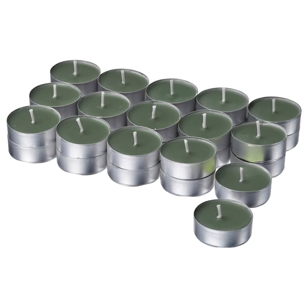 LOTSFÅGEL Scented tealight, Fig leaf green, 3.5 hr