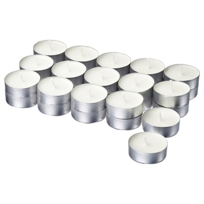 LOTSFÅGEL Scented tealight, Fresh linen white, 3.5 hr