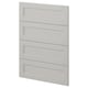 A modern, off-white kitchen cabinet door from ikeas METOD system, featuring five horizontal panels and a sleek, beveled edge design.