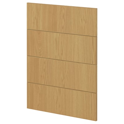 METOD oak wooden cabinet panel with grooved design.
