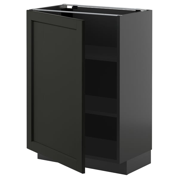 METOD kitchen cabinet - black, rectangular, wooden with adjustable shelves.