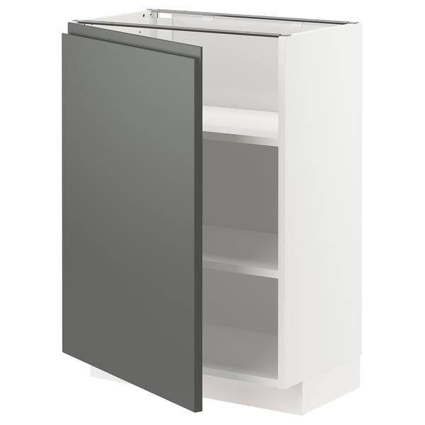 METOD kitchen cabinet in dark gray with shelves.