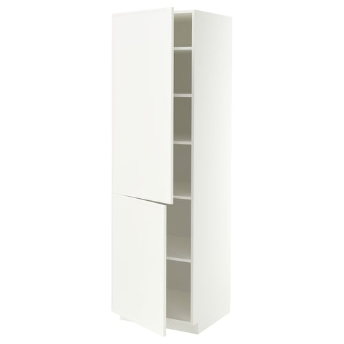 METOD High cabinet with shelves/2 doors, white/Aspudden matt white, 60x60x200 cm