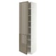 METOD High cabinet with shelves/2 doors, white/VOXTORP high-gloss dark grey-brown vertical, 60x60x220 cm