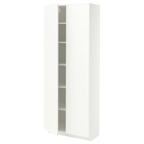METOD High cabinet with shelves, white/Aspudden matt white, 80x37x200 cm