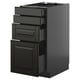 Modern black kitchen unit with sleek design featuring 3 drawers and 2 cabinets, part of the METOD system.