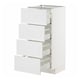 White METOD kitchen cabinet with four open drawers.