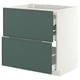 METOD / MAXIMERA Base cab f hob/2 fronts/3 drawers, white/Aspudden dark grey-green, 80x60 cm